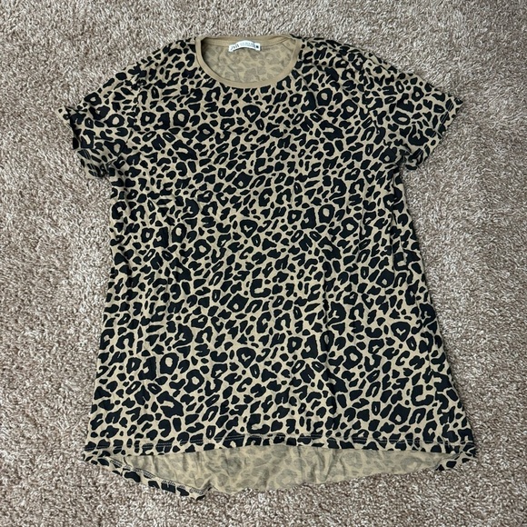 Zara Women’s Leopard Print Lightweight‎ Tee Shirt Size Small - Picture 1 of 5